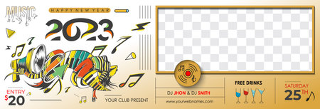 2023 New Year Music Party Event Flyer Poster for social media post.のイラスト素材