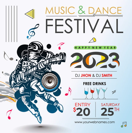 2023 New Year Music Party Event Flyer Poster for social media post.のイラスト素材