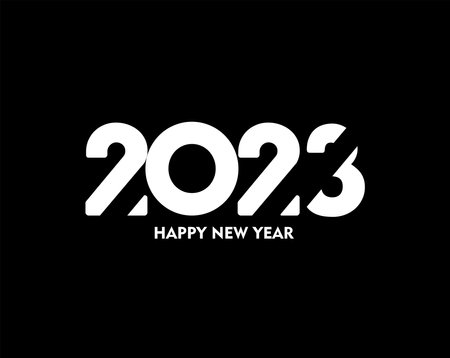 2023 Happy New Year Text Typography Design Element flyer, banner design.のイラスト素材