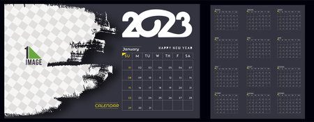 2023 Calendar Happy New Year Design with sapce of your image.のイラスト素材