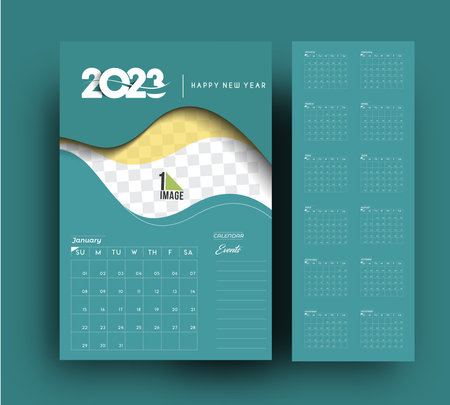 2023 Calendar Happy New Year Design with sapce of your image.のイラスト素材