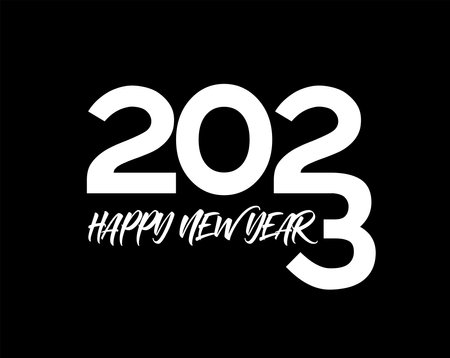 2023 Happy New Year Text Typography Design Element flyer, banner design.のイラスト素材