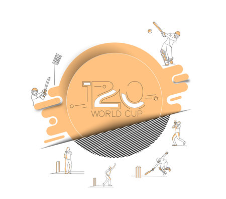 T20 world cup cricket championship poster, template, brochure, decorated, flyer, banner design.のイラスト素材
