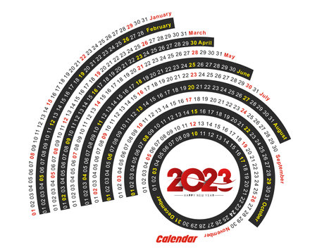2023 Calendar Happy New Year Circle Design Pattern.のイラスト素材