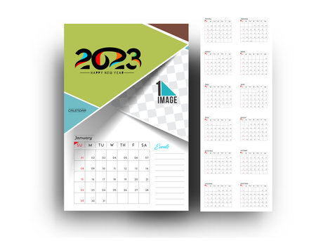 2023 Calendar Happy New Year Design vector illustration.のイラスト素材