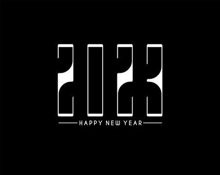 2023 Happy New Year Text Typography Design Element flyer, banner design.のイラスト素材