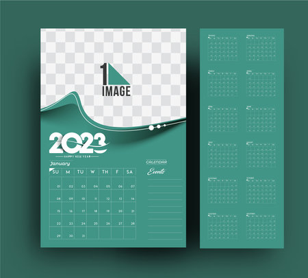 2023 Calendar Happy New Year Design with sapce of your image.のイラスト素材