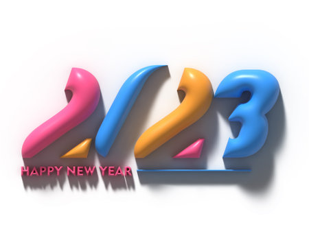 2023 Happy New Year 3D Text Typography Design Element.の写真素材