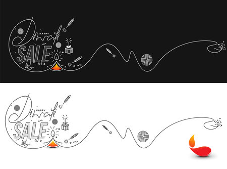 Happy Diwali with Sale text design. Abstract vector illustration.のイラスト素材