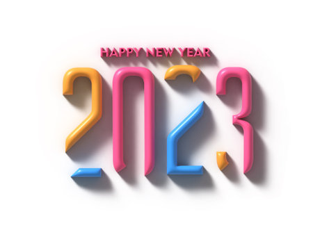 2023 Happy New Year 3D Text Typography Design Element.の写真素材