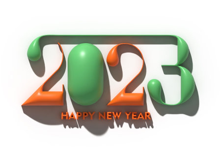 2023 Happy New Year 3D Text Typography Design Element.の写真素材