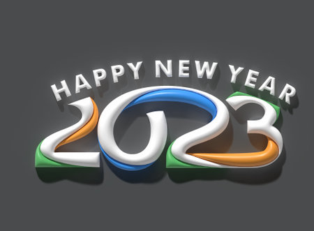 2023 Happy New Year 3D Text Typography Design Element.