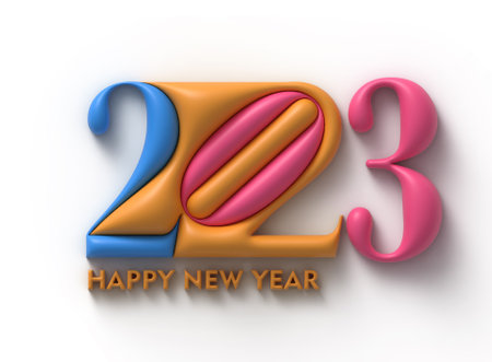 2023 Happy New Year 3D Text Typography Design Element.の写真素材