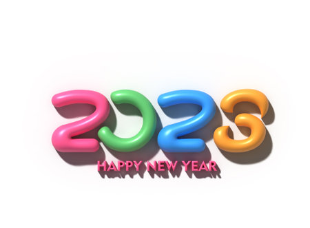 2023 Happy New Year 3D Text Typography Design Element.の写真素材
