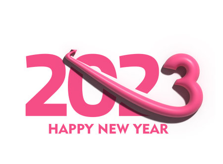 2023 Happy New Year 3D Text Typography Design Element.
