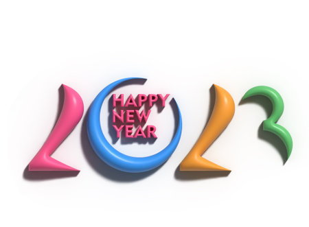 2023 Happy New Year 3D Text Typography Design Element.の写真素材