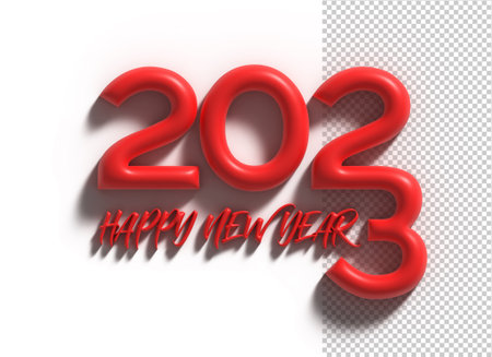 2023 Happy New Year 3D Text Typography Design Element.