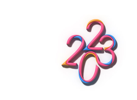 2023 Happy New Year 3D Text Typography Design Element.の写真素材