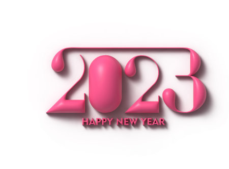 2023 Happy New Year 3D Text Typography Design Element.