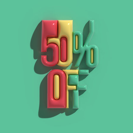 Sale Discount 50% OFF Banner 3d Lettering Font Design.の写真素材
