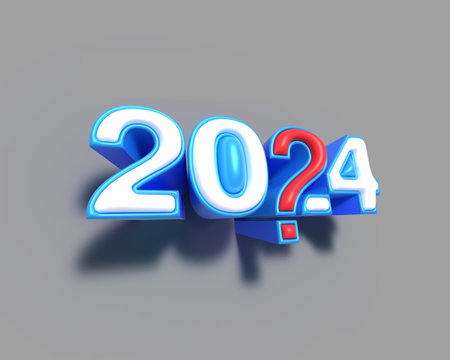 2024 Happy New Year 3d Lettering Illustration.