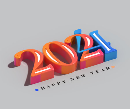 2024 Happy New Year 3d Lettering Illustration.