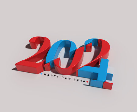 2024 Happy New Year 3d Lettering Illustration.