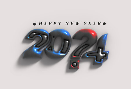 2024 Happy New Year 3d Lettering Illustration.の写真素材