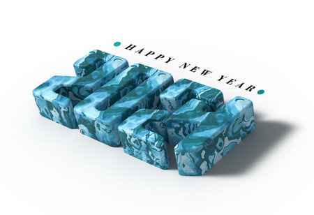 2024 Happy New Year 3d Lettering Illustration.