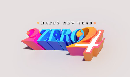 2024 Happy New Year 3d Lettering Illustration.の写真素材