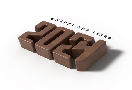 2024 Happy New Year 3d Chocolate Lettering Illustration.の写真素材