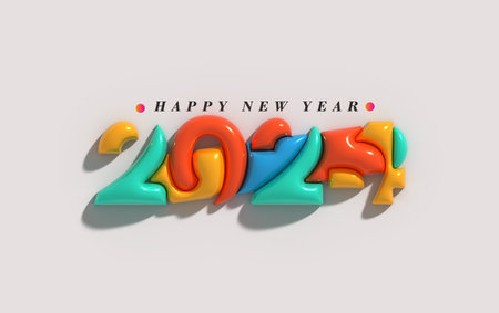 2024 Happy New Year 3d Lettering Illustration.
