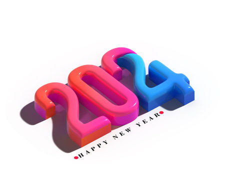 2024 Happy New Year Lettering Illustration Designの写真素材