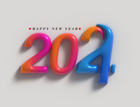 2024 Happy New Year Lettering Illustration Designの写真素材
