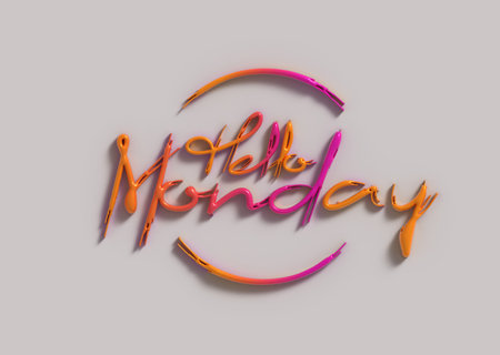 Hello Monday Calligraphic 3d Style Illustration Designの写真素材