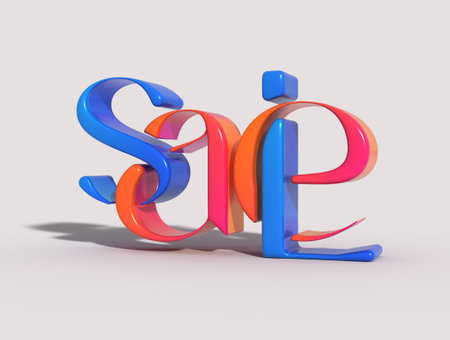 Sale Discount Banner 3d Lettering Illustration Design.の写真素材