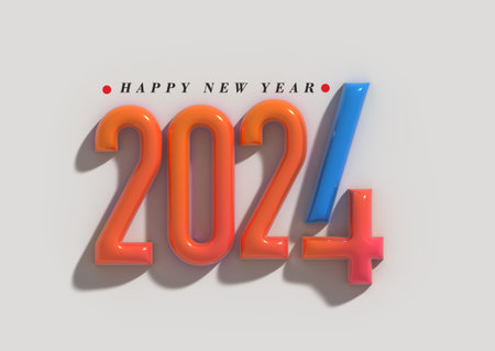 2024 Happy New Year Lettering Typographical Illustration Design.の写真素材