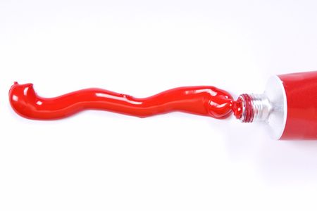 tube of acrylic paint on white backgroundの写真素材