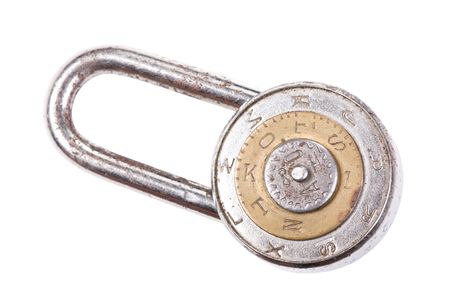 silver padlock on white backgroundの写真素材
