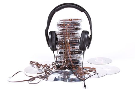 vintage old music object on white backgroundの写真素材