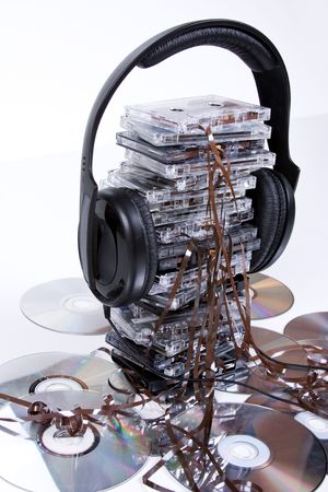 vintage old music object on white backgroundの写真素材