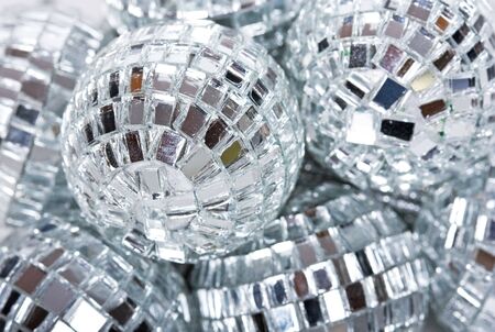 shiny silver glass disco ballの写真素材