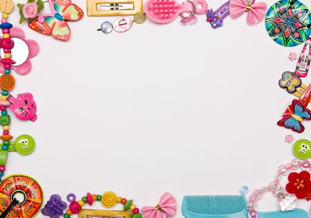 costume jewellery frame on white backgroundの写真素材