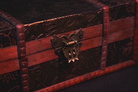 The wooden luxury secret box, That's locked something insideの写真素材
