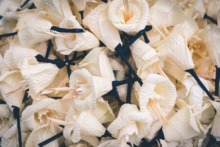 Dok mai chan or Funeral wood flower is a symbol of funeral ceremony, closeup looking from the topの写真素材