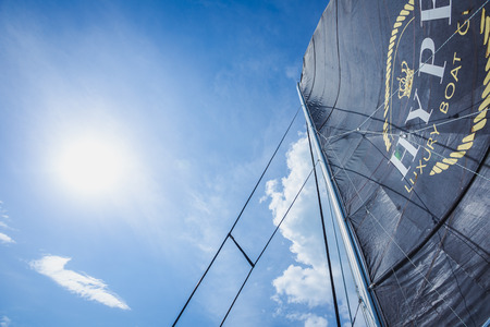 Phuket, Thailand - 17 January 2018: up to the day sky with big sail of luxury boatのeditorial素材