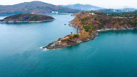 promthep cape from drone in cloudy dayの写真素材