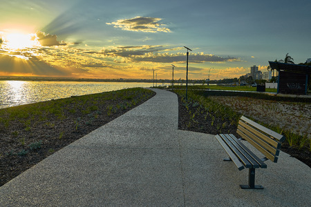 Sunrise over Swan River Perth, Australiaの写真素材