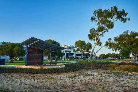 Park Bench in the Morning Lightのeditorial素材