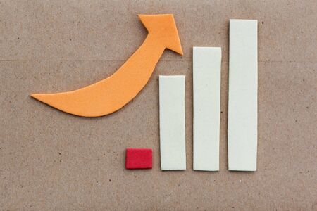 Chart showing increasing trend. Concept of growth,increasing sales,economy,consumerism,purchasing and spending power,trending,statisticの写真素材